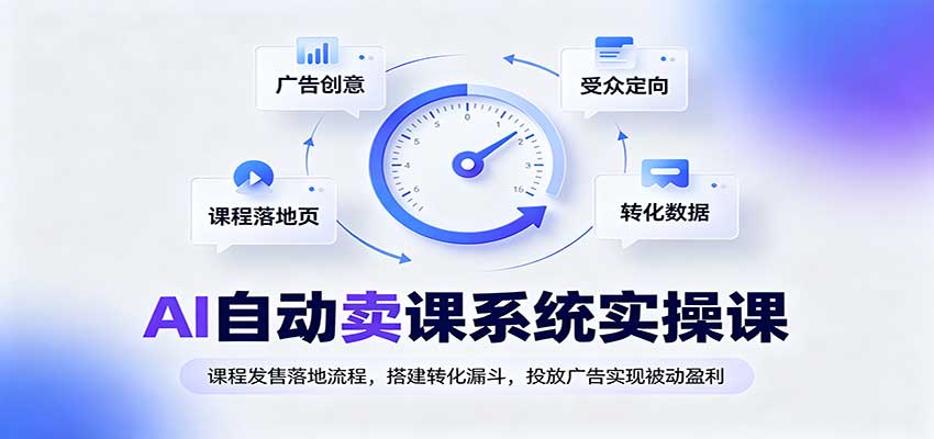 AI自动卖课系统实操课:课程发售落地流程,搭建转化漏斗,投放广告实现被动盈利-优优云创网