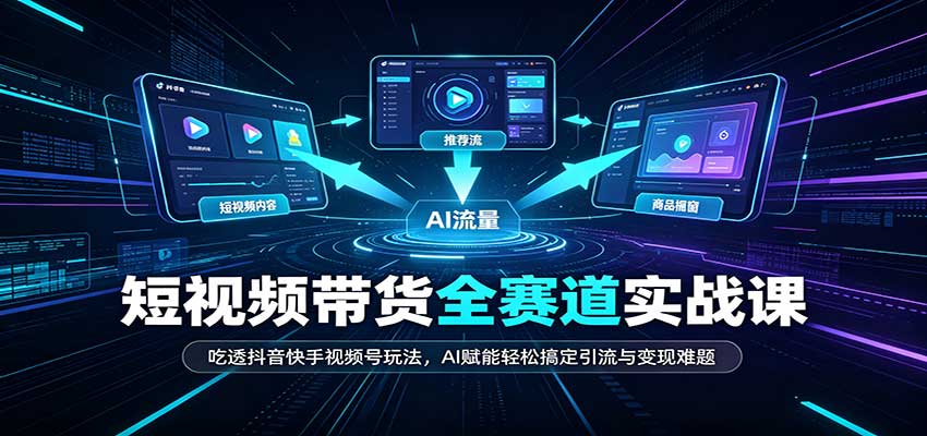 短视频带货全赛道：吃透抖音快手视频号玩法，AI赋能轻松搞定引流与变现难题-优优云创网