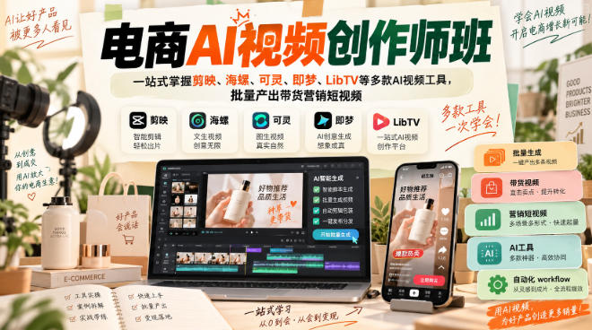20260915163832455-a1b74419dbd4abccf804b4bcf0ea50b0 电商AI视频创作师班,一站式掌握剪映、海螺、可灵、即梦、LibTV等多款AI视频工具,批量产出带货营销短视频