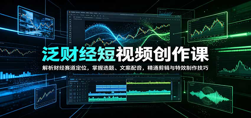 泛财经短视频创作课：解析财经赛道定位，掌握选题、文案配音，精通剪辑与特效制作技巧-优优云创网
