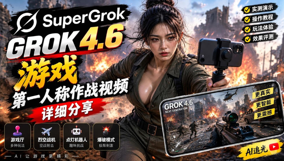 Grok 4.6也能做游戏？第一人称作战视频实测｜玩法详细讲解-优优云创网