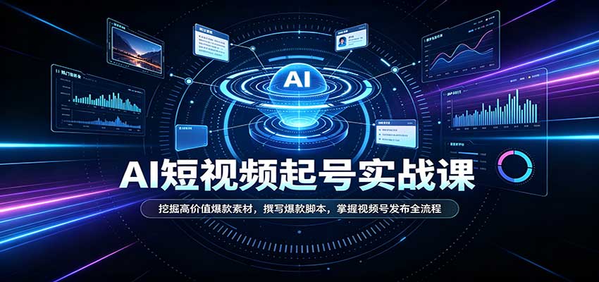 短视频AI起号实战课：挖掘高价值爆款素材，撰写爆款脚本，掌握视频号发布全流程-优优云创网