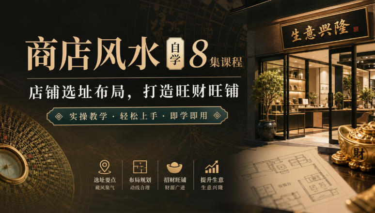 商店风水自学8集课程｜店铺选址布局，打造旺财旺铺实操教学-优优云创网