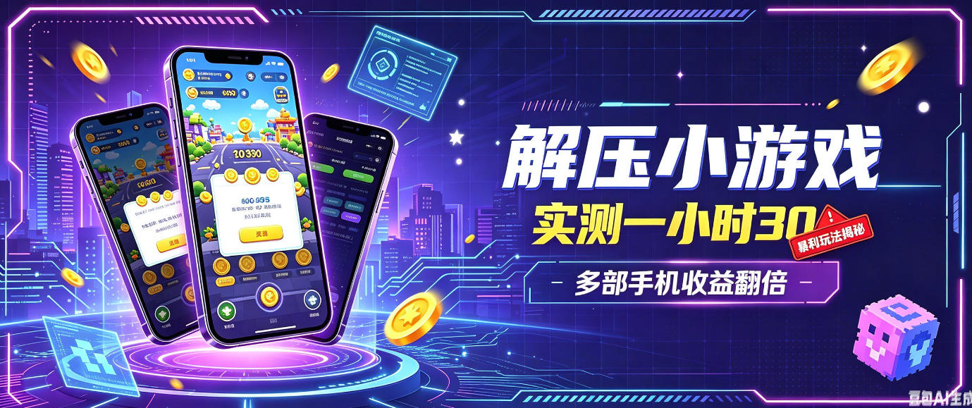 小游戏全流程玩法,实测一小时搞30,简单无脑解压,当天做当天就能看到进账,直接冲就行【揭秘】-优优云创网