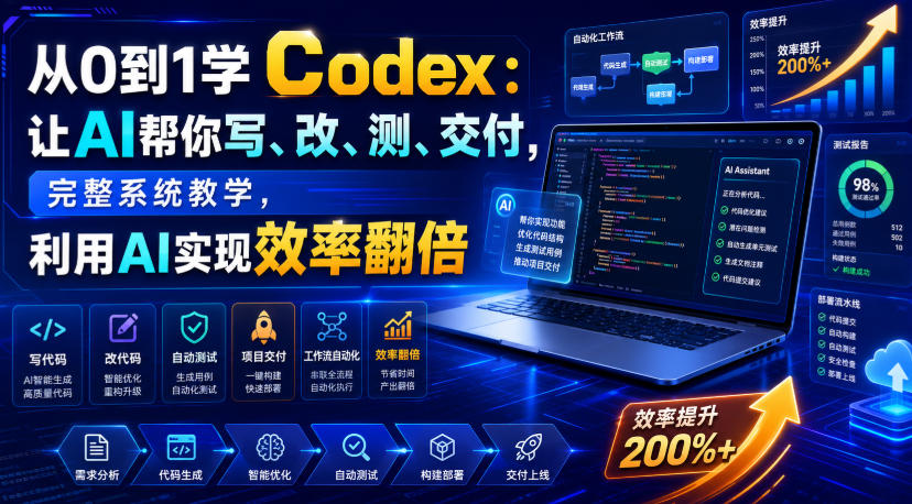从0到1学Codex：让AI帮你写、改、测、交付，完整系统教学，利用AI实现效率翻倍(更新0918)-优优云创网