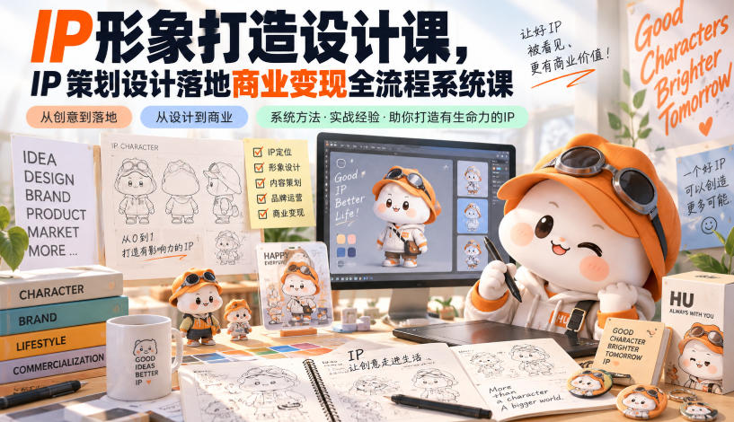 IP形象打造设计课，IP策划设计落地商业变现全流程系统课-优优云创网