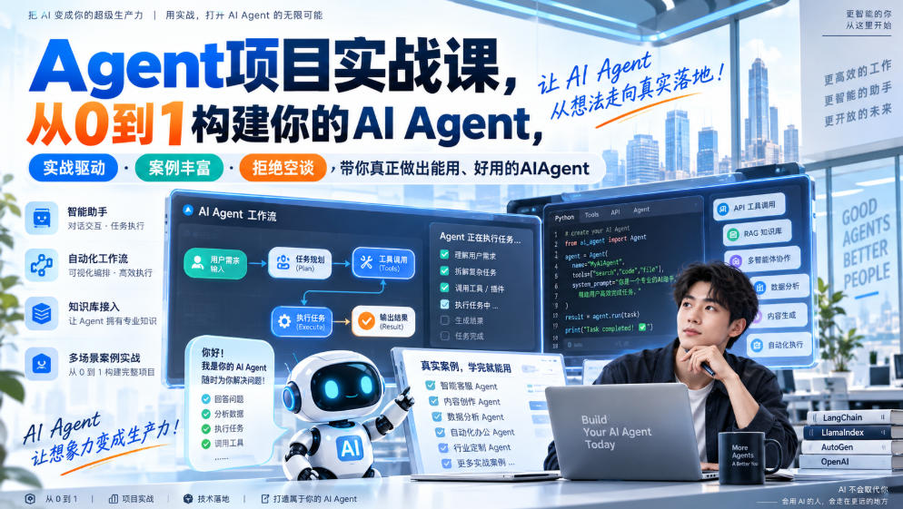 20260920142338788-501dc1e0611cb09d25e9ee1e11730841 Agent项目实战课,从0到1构建你的AI Agent,实战驱动·案例丰富·拒绝空谈,带你真正做出能用、好用的AIAgent