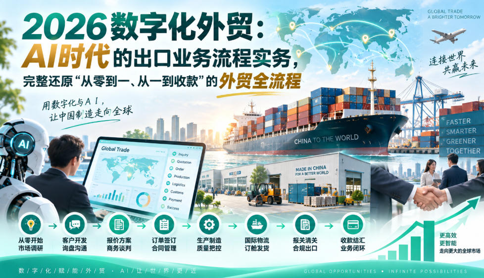 2026数字化外贸：AI时代的出口业务流程实务，完整还原”从零到一、从一到收款”的外贸全流程-优优云创网