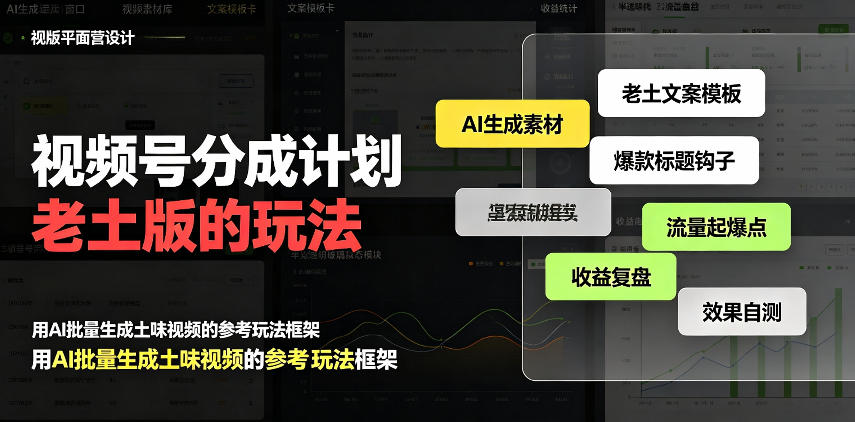 视频号分成计划老土版的玩法，流量爆炸，每天收益300+，纯靠AI生成，越土的玩法，越高级-优优云创网