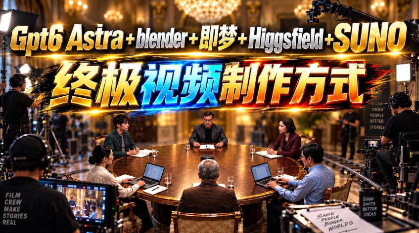 GPT-6 Astra+Blender+即梦+Higgsfield+Suno=终极视频制作方式！-优优云创网