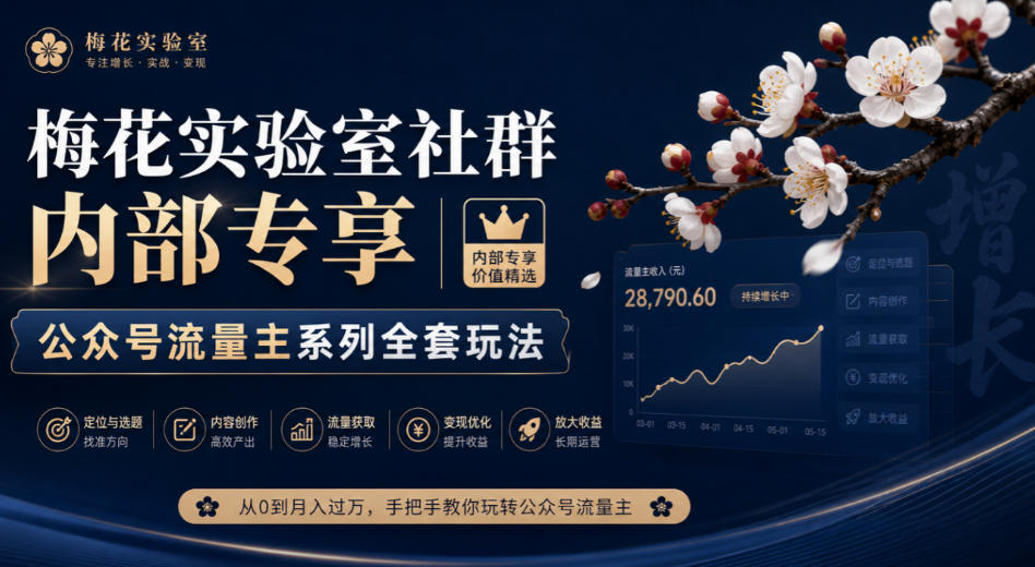 梅花实验室社群内部专享-公众号流量主系列全套玩法-优优云创网