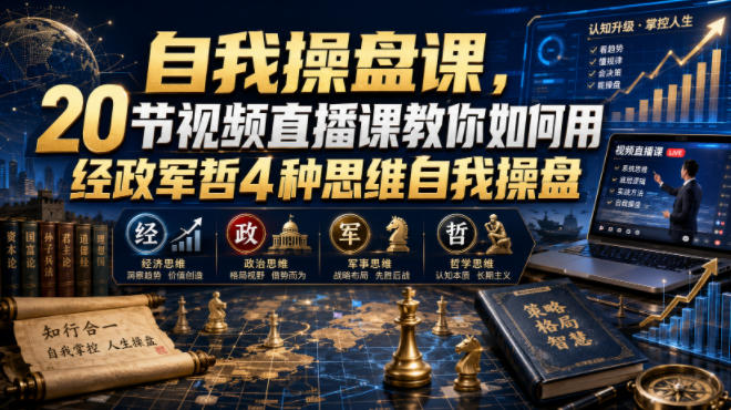【无水印】自我操盘课,20节视频直播课教你如何用经政军哲4种思维自我操盘(更新0924)-优优云创网