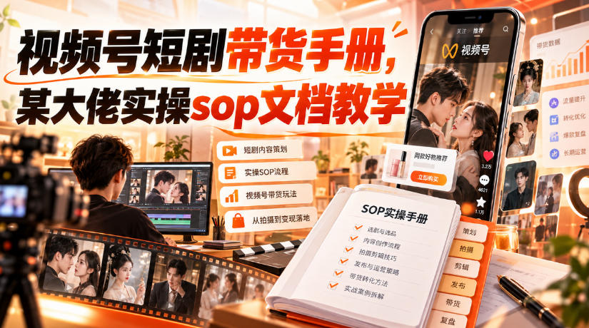 视频号短剧带货手册，某大佬实操sop文档教学-优优云创网