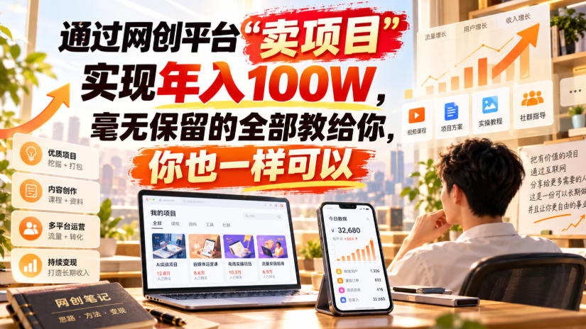 通过网创平台“卖项目”实现年入100W,毫无保留的全部教给你,你也一样可以!【揭秘】-优优云创网
