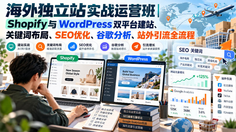 20260928125735969-730e5387adf84282bfa205fed3d108ce 海外独立站实战运营班|Shopify与WordPress双平台建站、关键词布局、SEO优化、谷歌分析、站外引流全流程