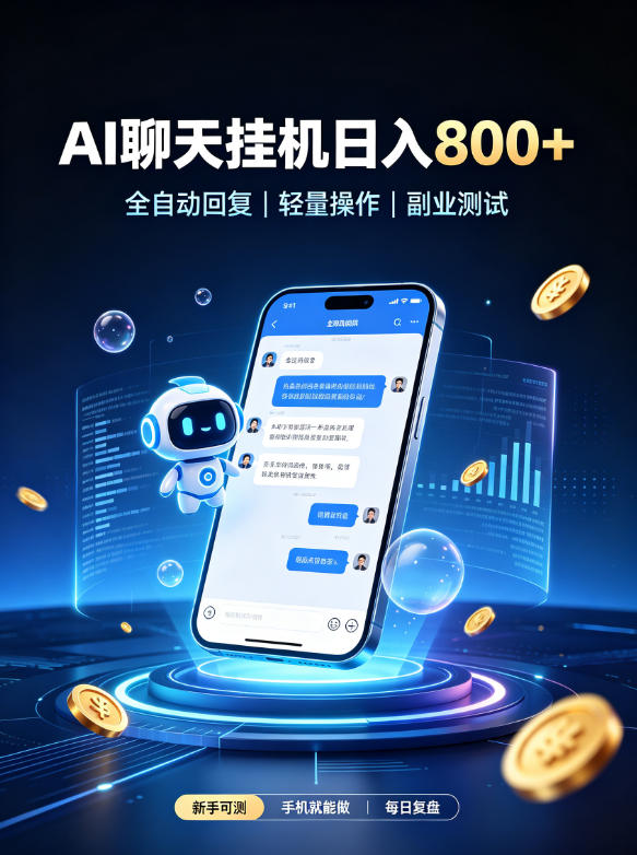 AI聊天挂G项目，日入800➕，全自动操作，适用个人副业，支持工作室矩阵操作【揭秘】-优优云创网