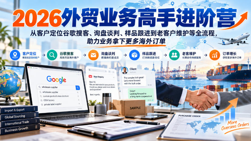 20260929165037668-19b7506fbf7e46c1eaad52e265a7b8f3 2026外贸业务高手进阶营,从客户定位谷歌搜客、询盘谈判、样品跟进到老客户维护等全流程,助力业务拿下更多海外订单