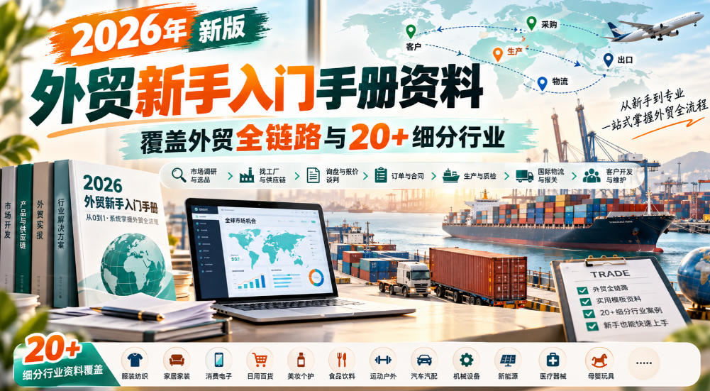 2026年新版外贸新手入门手册资料,覆盖外贸全链路与20+细分行业-优优云创网