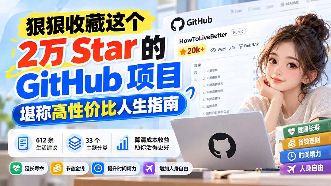 狠狠收藏这个 2 万 Star 的 GitHub 项目,堪称高性价比人生指南。-优优云创网