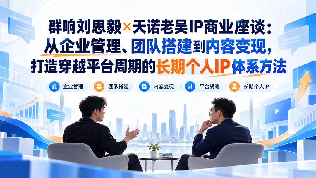 群响刘思毅×天诺老吴IP商业座谈：从企业管理、团队搭建到内容变现，打造穿越平台周期的长期个人IP体系方法-优优云创网