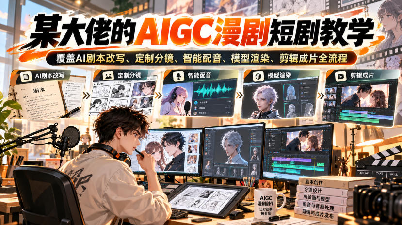 20261003140845696-34d46d255c3592404238ee69dc1c071e 某大佬的AIGC漫剧短剧教学,覆盖AI剧本改写、定制分镜、智能配音、模型渲染、剪辑成片全流程