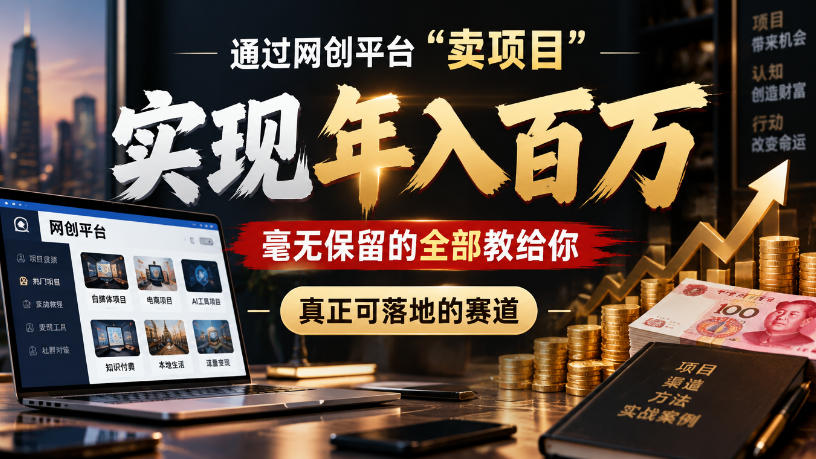 通过网创平台“卖项目”实现年入100w,毫无保留的全部教给你,真正可落地的赛道【揭秘】-优优云创网