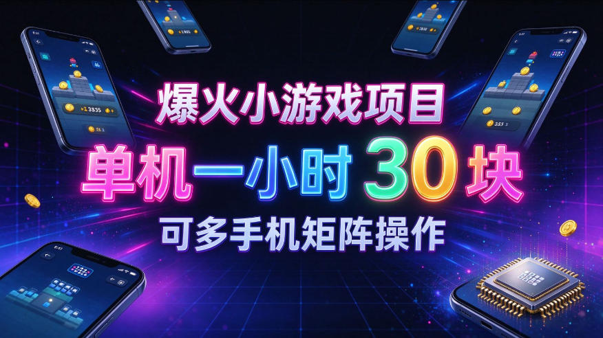 爆火小游戏撸金项目,实测单机一小时30+,可多手机矩阵操作,新手看完一遍就能上手【揭秘】-优优云创网