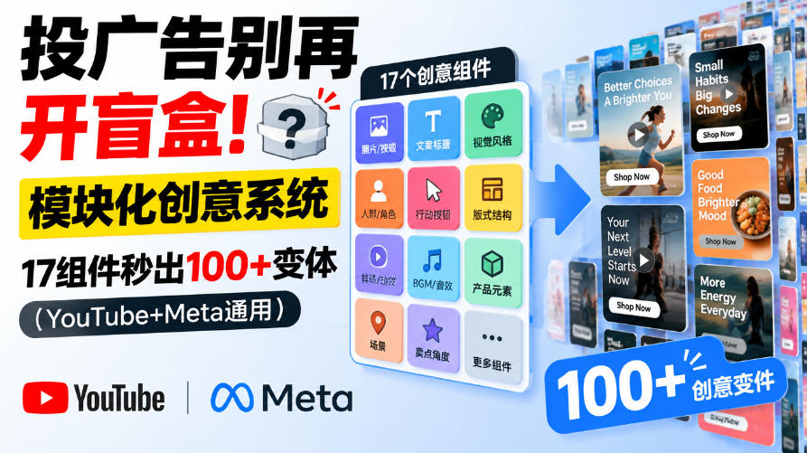 20261006121743494-db4cd0e84f2bb7f2da4712338a848196 投广告别再开盲盒!模块化创意系统,17组件秒出100+变体(YouTube+Meta通用)【原创双语字幕】