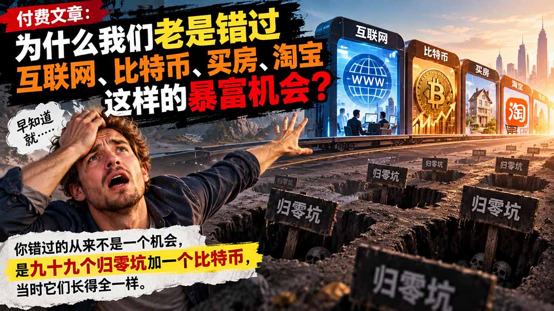 付费文章:为什么我们老是错过互联网、比特币、买 房、淘宝这样的暴富机会?-优优云创网