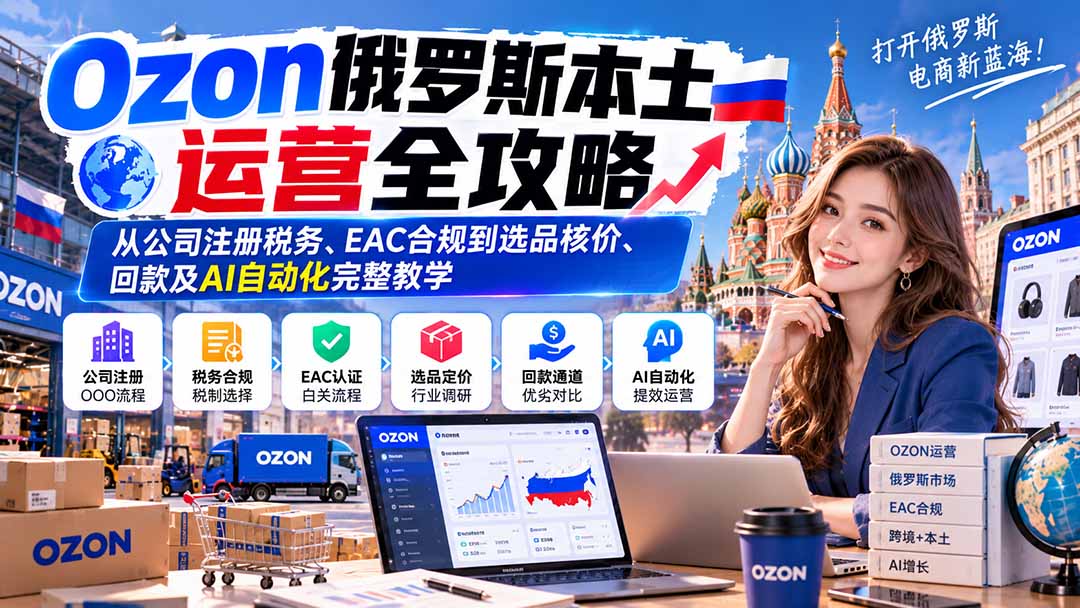 Ozon俄罗斯本土运营全攻略：从公司注册税务、EAC合规到选品核价、回款及AI自动化完整教学-优优云创网