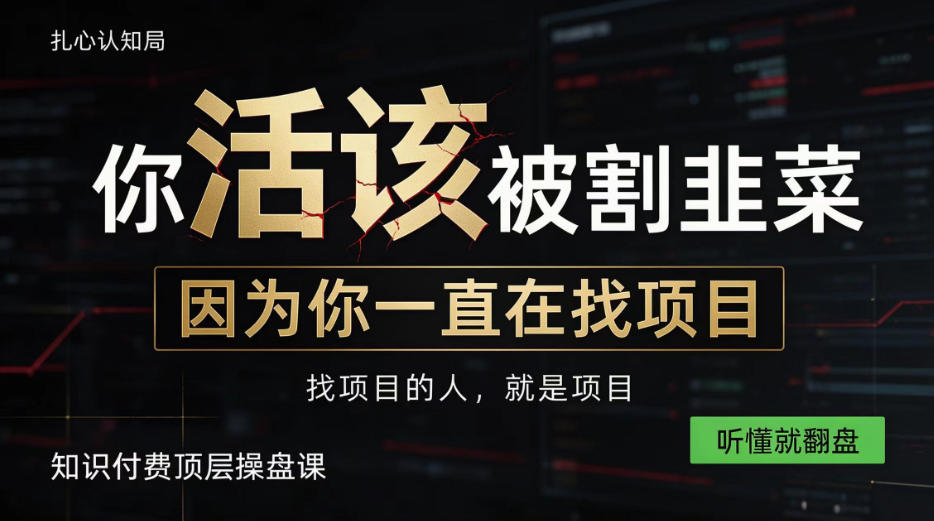 做项目不如卖项目，做知识付费自己当老板，知识付费顶层操盘课，听懂就翻盘【揭秘】-优优云创网