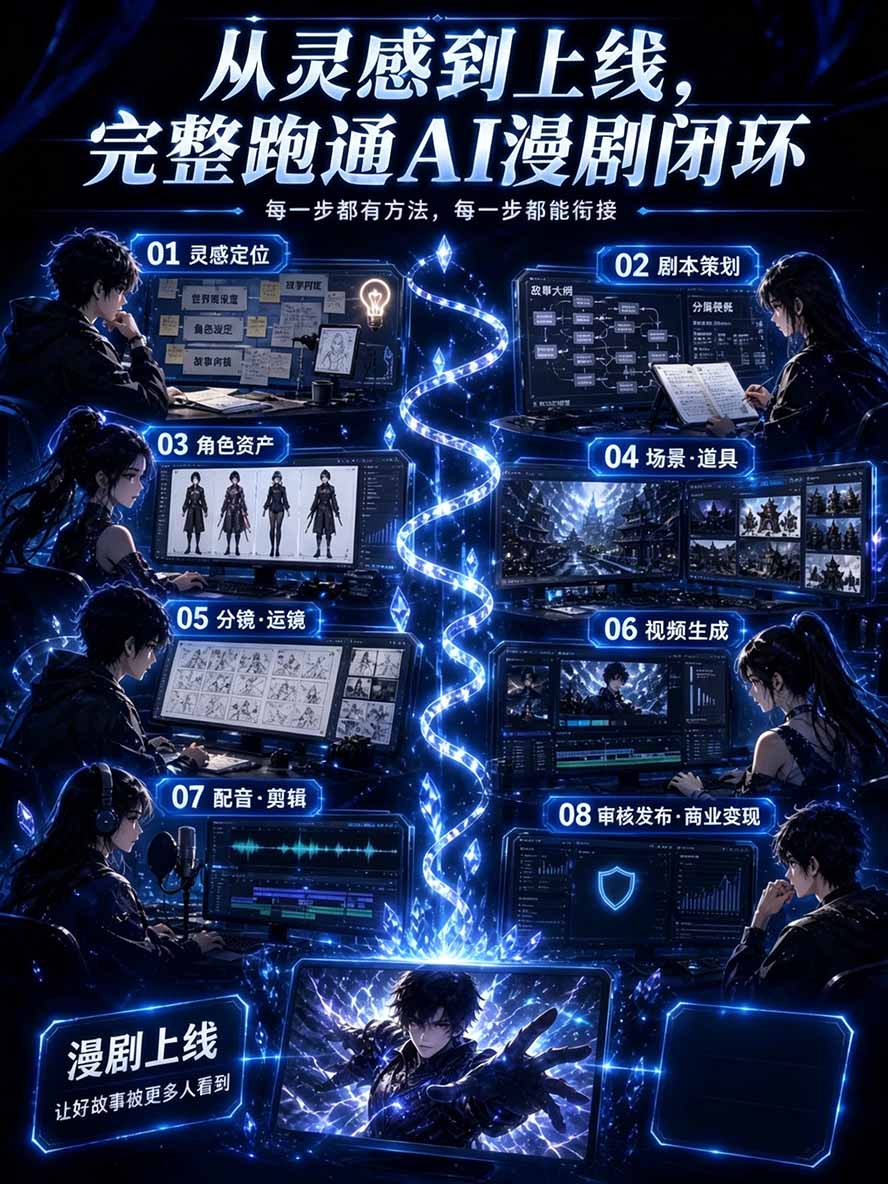 图片[2]-【无水印】2026AI漫剧创作与商业变现掘金营：打通选题→AI编剧→角色场景→自动分镜→视频生成→剪辑发布→运营变现-迦哆网创社
