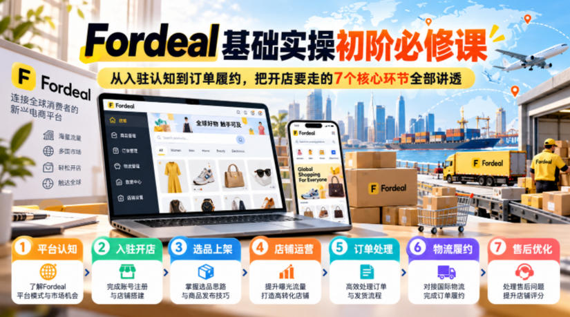 Fordeal基础实操初阶必修课，从入驻认知到订单履约，把开店要走的7个核心环节全部讲透-优优云创网