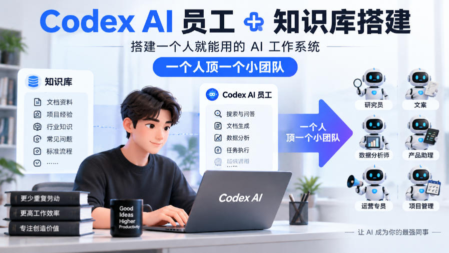 Codex AI员工+知识库搭建,搭建一个人就能用的AI工作系统,一个人顶一个小团队-优优云创网