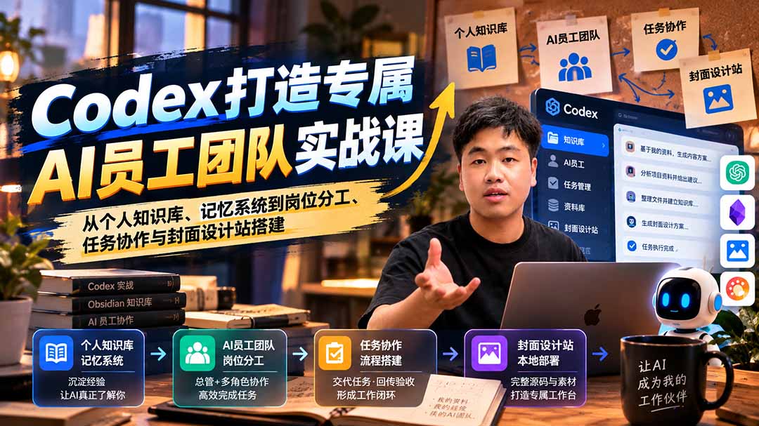【无水印】Codex打造专属AI员工团队实战课：从个人知识库、记忆系统到岗位分工、任务协作与封面设计站搭建-优优云创网