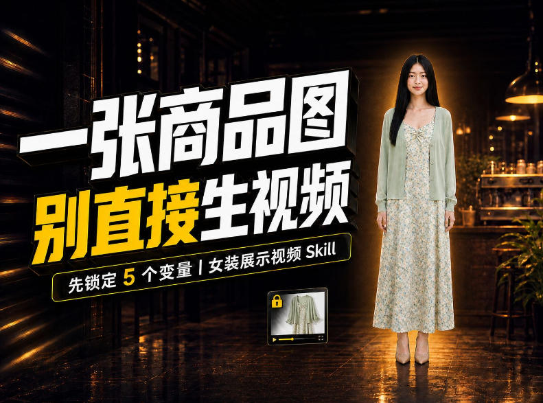 20261013102319183-244cc01c8bd1f7c997aaaf996d37971a 女装AI视频总翻车?问题不在提示词,女装展示视频Skill先锁定5个变量!