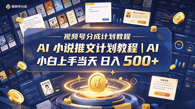 最新视频号分成计划教程|AI 小说推文,小白上手当天日入 500+-优优云创网