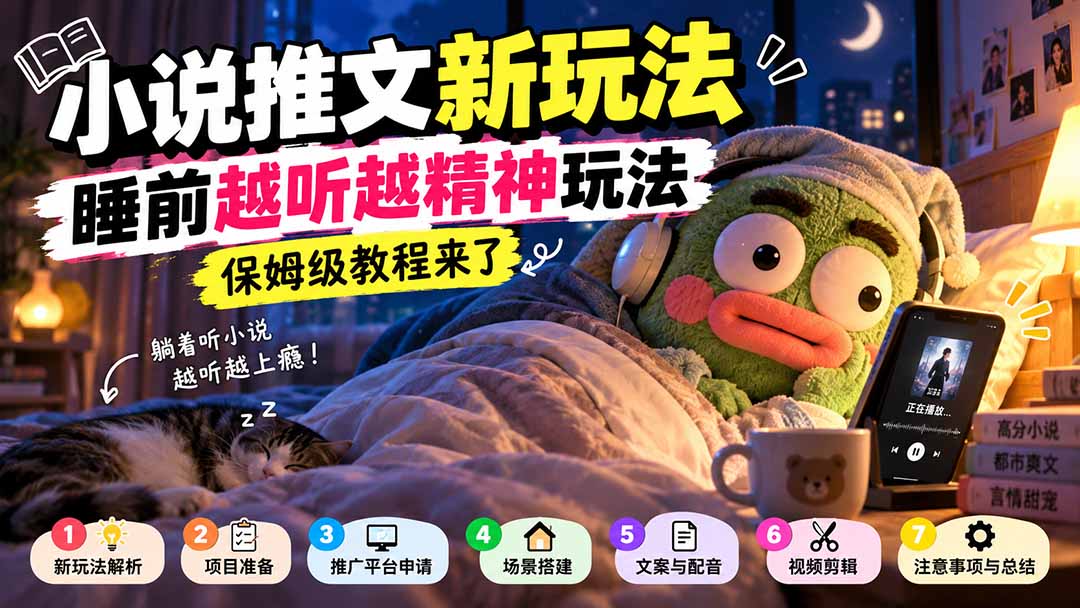 小说推文新玩法，睡前越听越精神玩法，保姆级教程来了-优优云创网