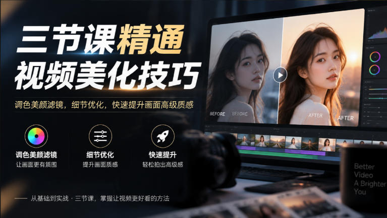 20261014144632325-8bd1dd143147fd8f1a32fc3fdd612983 三节课精通视频美化技巧|调色美颜滤镜,细节优化,快速提升画面高级质感