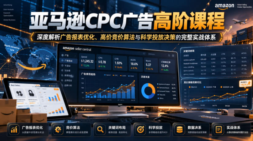 亚马逊CPC广告高阶课程,深度解析广告报表优化、高价竞价算法与科学投放决策的完整实战体系-优优云创网