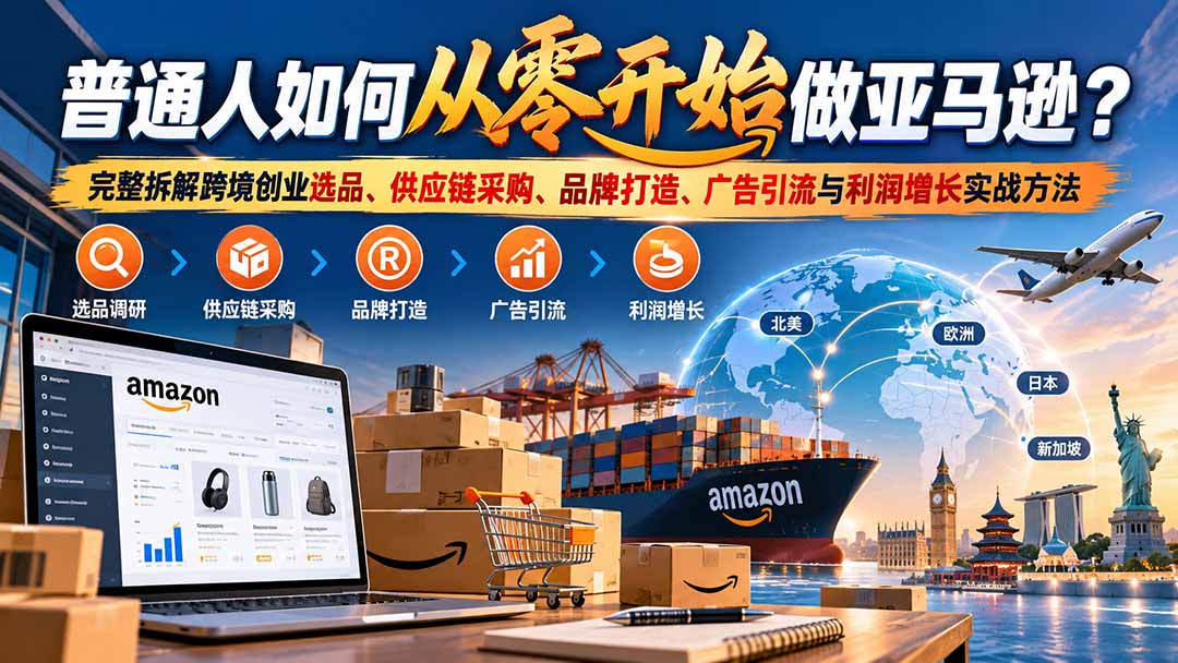 普通人如何从零开始做亚马逊?完整拆解跨境创业选品、供应链采购、品牌打造、广告引流与利润增长实战方法-优优云创网