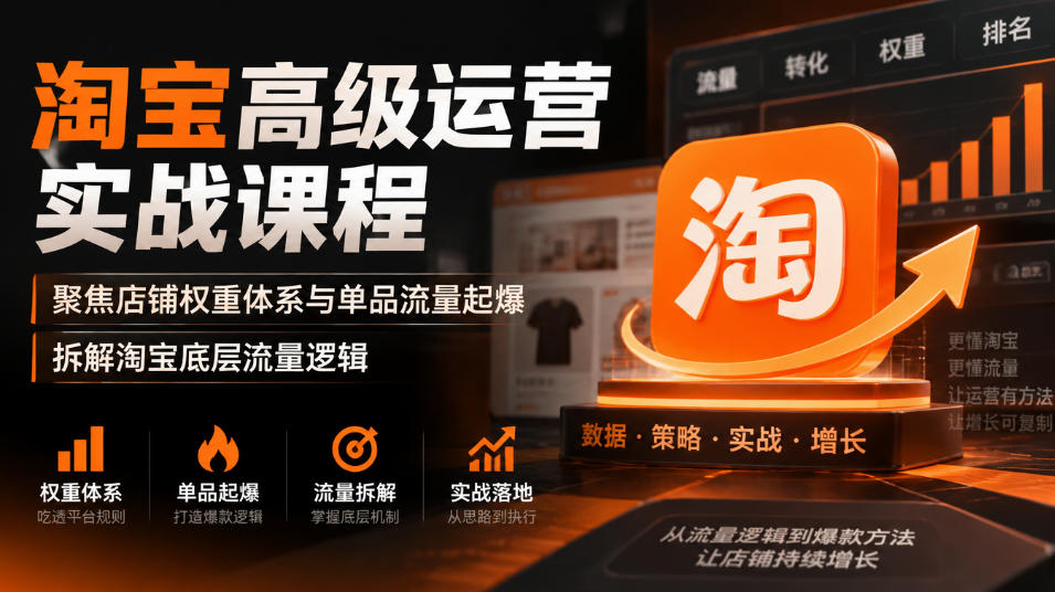 淘宝高级运营实战课程，聚焦店铺权重体系与单品流量起爆，拆解淘宝底层流量逻辑-优优云创网