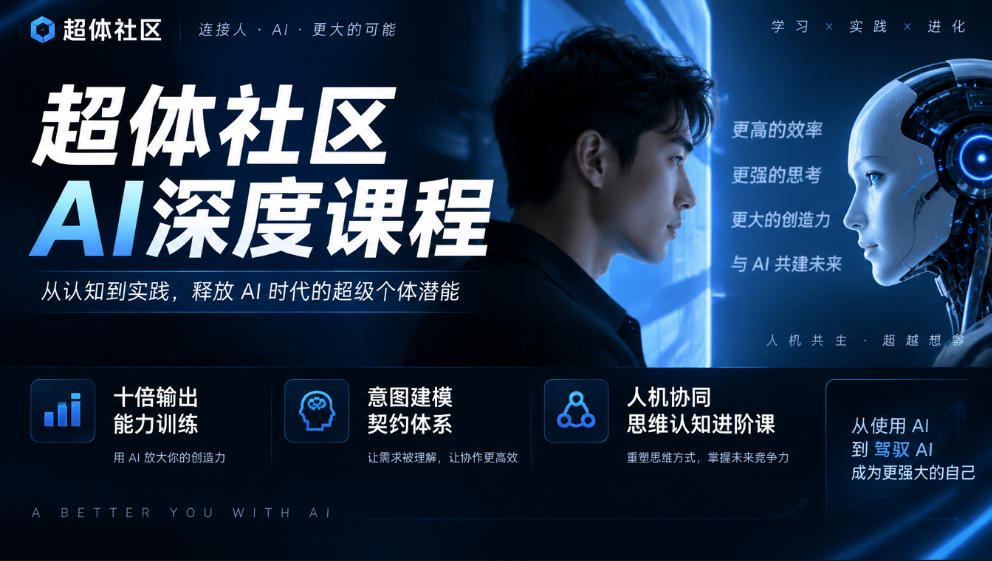 超体社区AI深度课程,十倍输出能力训练,意图建模契约体系,人机协同思维认知进阶课-优优云创网