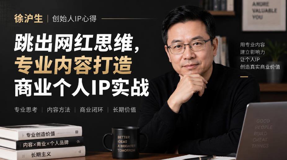 徐沪生创始人IP心得｜跳出网红思维，专业内容打造商业个人IP实战【文档】-优优云创网