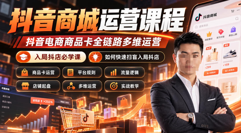 抖音商城运营课程，抖音电商商品卡全链路多维运营，入局抖店必学课， 如何快速扫盲入局抖店(更新1017)-优优云创网