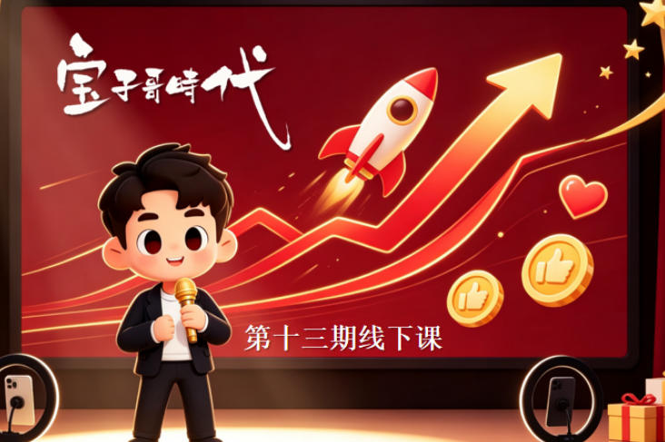 宝子哥抖音直播第13期VIP线下课9月5-6日，26年最值得看的直播课程，快速突破直播间流量瓶颈，打造高效起号闭环-优优云创网