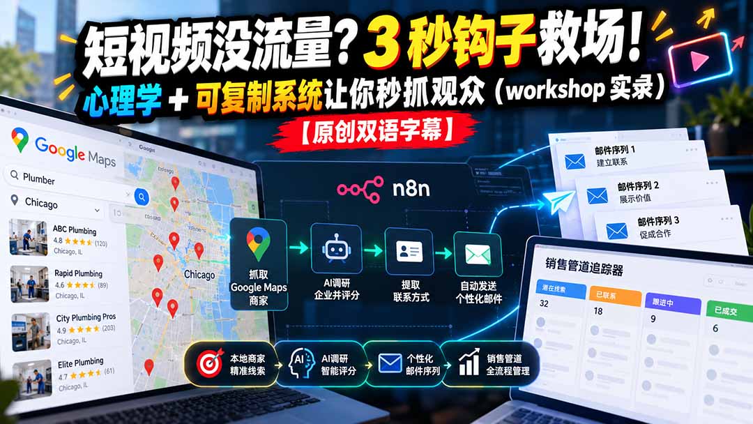 短视频没流量?3 秒钩子救场!心理学 + 可复制系统让你秒抓观众(workshop 实录-优优云创网