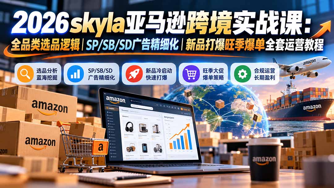 skyla亚马逊跨境实战课-更新1019：全品类选品逻辑｜SP/SB/SD广告精细化｜新品打爆旺季爆单全套运营教程-优优云创网