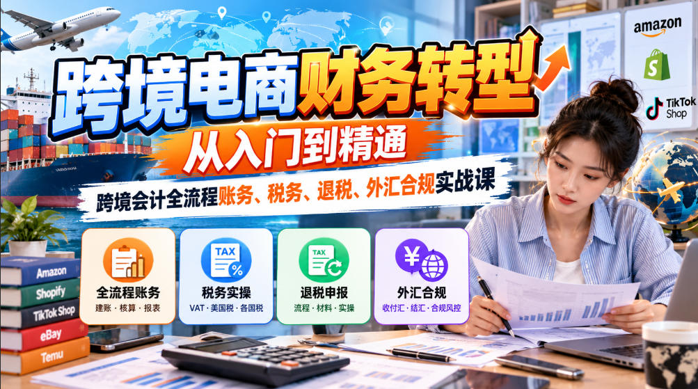 跨境电商财务转型：从入门到精通｜跨境会计全流程账务、税务、退税、外汇合规实战课-优优云创网