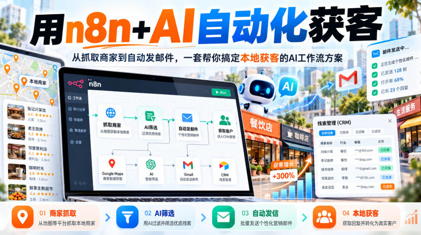 20261021122041116-3f74d3467090f5da3372f96aca840610 【无水印】用n8n+AI自动化获客,从抓取商家到自动发邮件,一套帮你搞定本地获客的AI工作流方案【原创双语字幕】